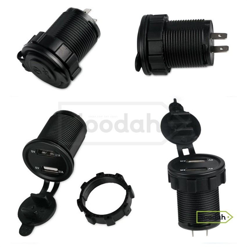 Авто / Мото USB зарядний пристрій Recessed Volt Green з вольтметром, IP54. Гарантія 6 міс.